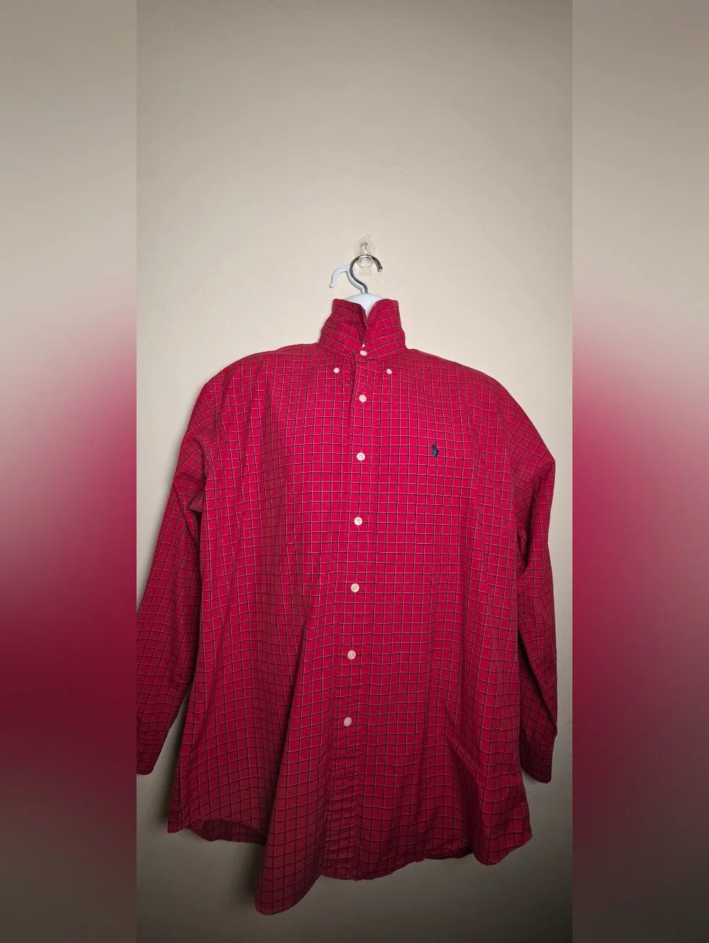 Bundle Of 4 Polo by Ralph Lauren Red, Green, White & Blue Windowpane Mens Shirts